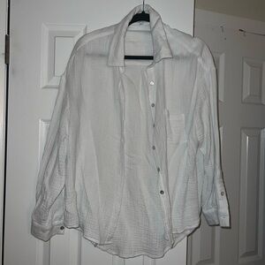 Berlook white cover up shirt. Long sleeve